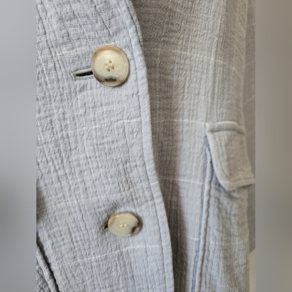 Madewell Linen And Cotton Windowpane Light Blue Jacket. Size 1X - Picture 4 of 13